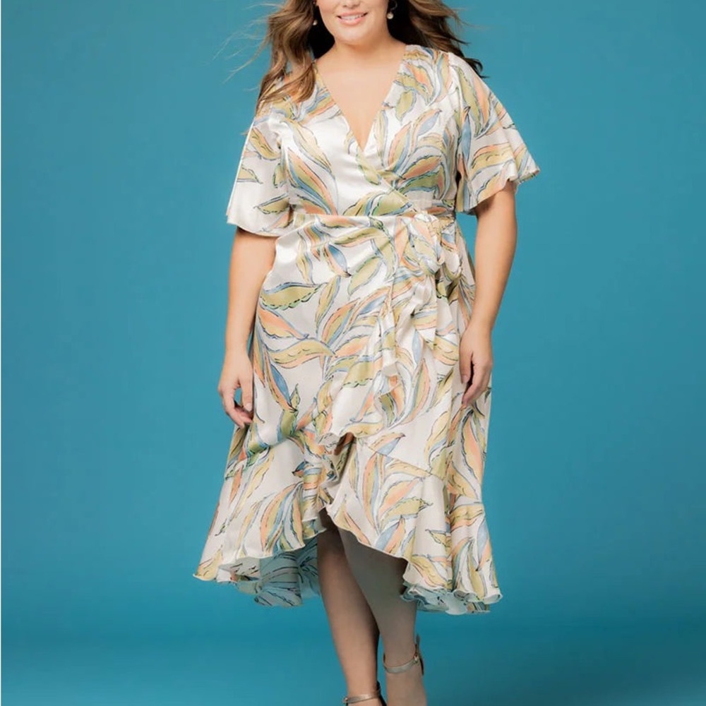 Kiyonna Pastel High Low Wrap Dress (NWT)